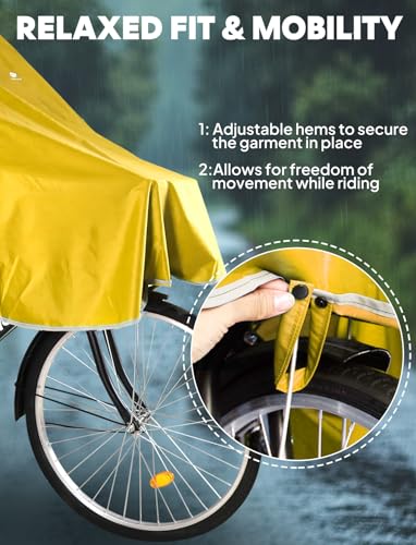 ANYOO Waterproof Rain Poncho Bike Bicycle Rain Capes Lightweight for Adults - color: Yellow