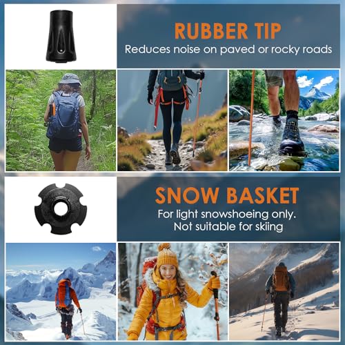 Collapsible Trekking Pole, 43.3-51.2 Inch 7075 Aluminum, Orange