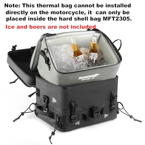 Rhinowalk 22L Waterproof Insulated Cooler Insert Bag – Heavy-Duty Food & Beverage Liner for Motorcycle Tail Boxes – Includes Zipper Wax (MFT2303) - style: Insulation Bag Onlly Mft2303