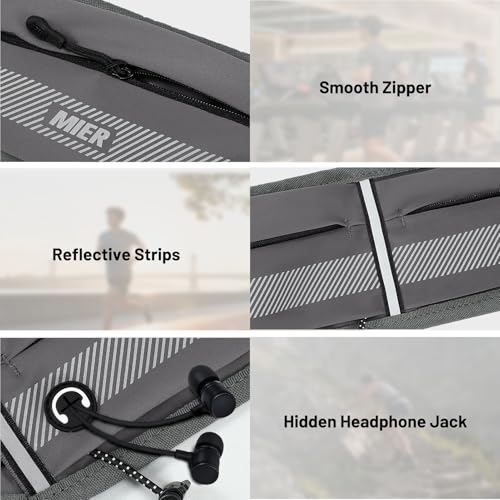 MIER Running Belt for Women & Men, Fanny Pack with Marathon Bib Clip, Gray - color: Gray