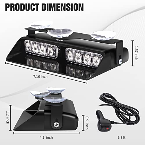 XRIDONSEN 2 in 1 Red Amber Emergency Dash Lights Windshield Strobe Lights - color: Red/Amber