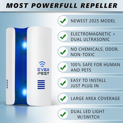 Ultrasonic Pest Control Repeller Plug in - Electronic Insect Defender - Roach Bed Bug Mouse Rodent Mosquito Killer - Indoor Reject Repellent -for Cockroach Ants Mice Fly Rat Bedbug Spider Squirrel