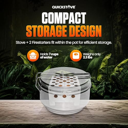 Portable Stove Kit with Camping Pot & 2 Fire Starters, Lightweight Stainless Steel Wood Burning Stove for Emergency Preparedness, Survival Supplies, Camping Gear & Outdoor Cooking - color: Stove, Camping Pot & 2 FirestartersFBM
