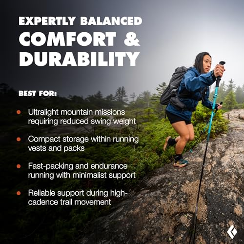 BLACK DIAMOND Distance Z Trekking Poles (Pair), Foldable Z-Pole, Hiking - color: Desert Sky (Carbon Fiber FLZ-Folding), size: 95-110 cm