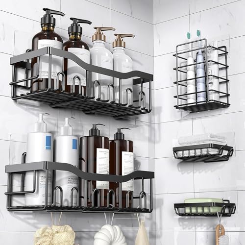 14 Pack Shower Caddy Adhesive Replacement, Strong Adhesive Hooks, Waterproof Shower Adhesive Strips, No Drilling, for Bathroom Storage Shelves and Kitchen Racks - color: Transparent-Upgrade 14Pack