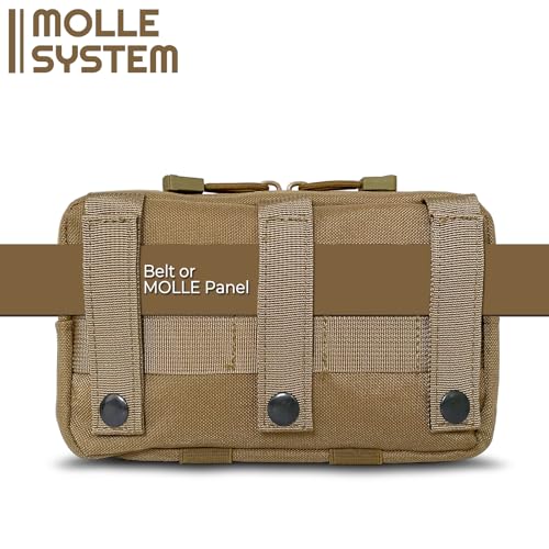 Tactical Molle Admin Pouch | Utility EDC Tool Pouch Bag | Backpack Strap Pouch | Battle Belt Accessories Pouch for Chest Vest Waist Gear - color: Brown