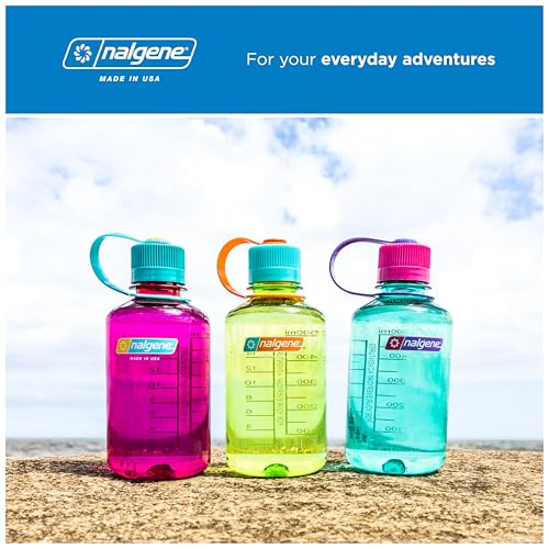 Nalgene 16 oz Narrow Mouth Water Bottle, Thrill & Motion, Blue Atoll w/Endive - color: Blue Atoll w/Endive, size: 16 Ounces