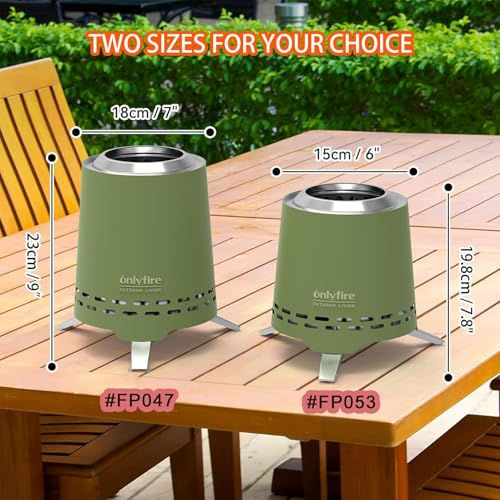 2-in-1 Wood Burning Fire Pit with Pot Rack, 9" Tabletop Fireplace, Green | Portable Stainless Steel Camp Stove with Carry Bag for Camping, Patio, Backyard, RV & Tailgating, Smokeless Firepit, FP047 - color: Green, size: 9"