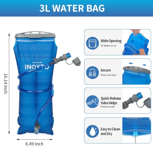 IX INOXTO Hiking Hydration Backpack with 2L/3L Water Bladder for Women and Men18L/25L Water Backpack for Hiking, Cycling, Climbing, Camping - style: Purple-3L Water Bladder