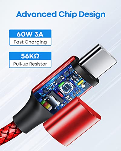 etguuds USB C to USB C Cable 1ft, 2-Pack 60W C to C Cable Fast Charging | for iPhone 17 16 15 Pro Max Plus Air, Samsung Galaxy S26 S25 S24 S23, USBC iPad MacBook Charger Cord Type C, Pixel, Red - color: Red, size: 1ft