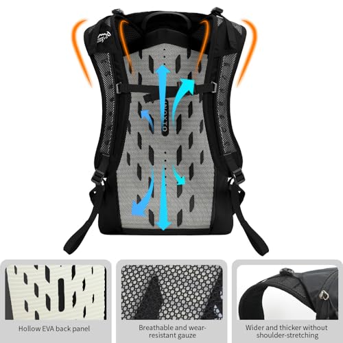 IX INOXTO Hiking Hydration Backpack with 2L/3L Water Bladder for Women and Men18L/25L Water Backpack for Hiking, Cycling, Climbing, Camping - style: Black-3L Water Bladder