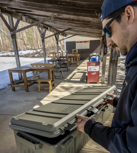 MTM TRC39 Tactical Rifle Crate with Wheels 39” Single Scope Hard Rifle Gun Carrying Case, Lockable All Weather Shooting Gear Storage Box ideal for Range or Field, Made in USA, Dark Earth
