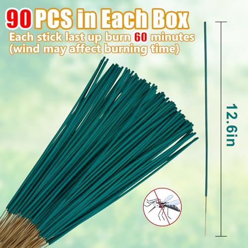 90 Pcs Natural Mosquito Repellent Outdoor Patio, Citronella Oil Mosquito Incense Sticks Plant-Based Bug Repellent for Patio Camping Fishing Backyard Travel Mosquito Control - size: 1 Count (Pack of 90)