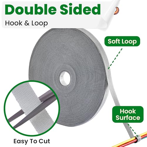 ECOHomes Bundle - 1/2 Inch by 180 FT Cable Ties Wrap + 72 FT by 1/2 Inch Hook Loop Adhesive Tape