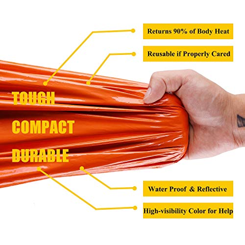 Emergency Sleeping Bag Survival Bivy Sack Use as Emergency Blanket Lightweight Survival Gear for Outdoor Hiking Camping Keep Warm After Earthquakes, Hurricanes and Other disasters - color: Orange-2P
