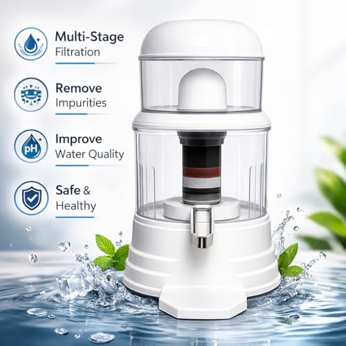 Nispira Super Mineral Countertop Gravity Water Filter System 12L 3-Gallon Household Economical Drinking Pot Water Dispenser