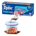 Ziploc Gallon Food Storage Freezer Bags, Stand-Up Bottom, Easy to Fill, 28 Count - size: 28 Count (Pack of 1)
