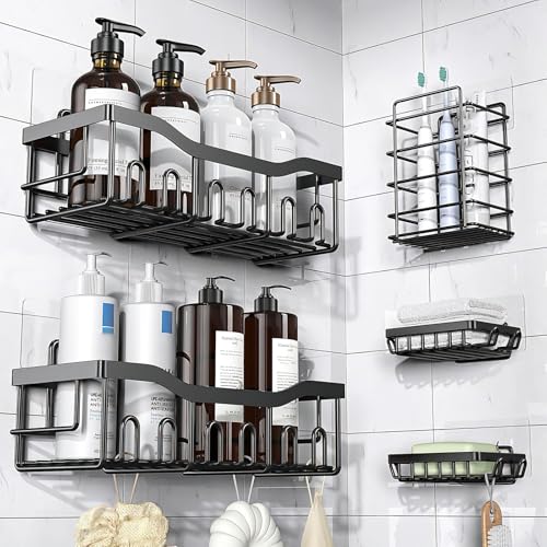 14 Pack Shower Caddy Adhesive Replacement, Strong Adhesive Hooks, Waterproof Shower Adhesive Strips, No Drilling, for Bathroom Storage Shelves - color: Transparent-14Pack