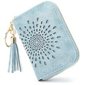APHISON RFID Credit Card Holder Zipper Card Case Keychain Small Wallet for Women 1927 BLUE - color: 0-3BLUE（single zip）