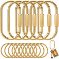 6 Pcs Brass Key Rings Bulk – Gold Carabiner with Secure Screw Lock, Keychain Carabiner Clips for Keys, Bag Charm Clip for Purse Accessories, Small Carabiner for DIY & Crafts