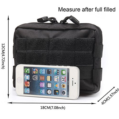MOLLE Pouches - 2 Pack Tactical Compact Water-Resistant Utility Gadget Gear EDC Pouch - color: Green and Green