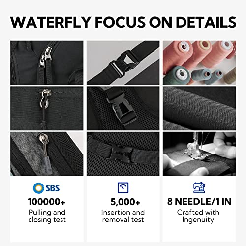 WATERFLY Crossbody Sling Backpack Sling Bag Travel Hiking Daypack - color: Pure Black(other Style)