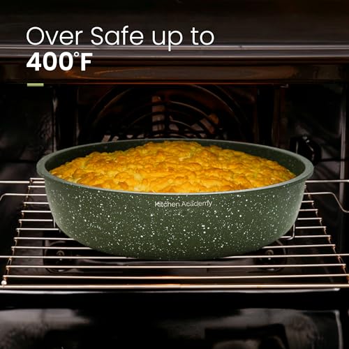 Kitchen Academy Removable Handle Pots and Pans Set - 10 Pieces Green Cookware Set with Removable Handle, RV Induction Cookware Set for Camp | 10-Piece Granite Nonstick Cookware with Removable Handle, RV Induction Cooking Pans for Camp - color: Green