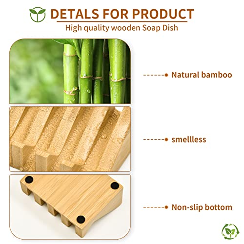 Bamboo Soap Dish Wooden Bar Soap Holder Saver for Shower,2 Pack - color: 2pcs