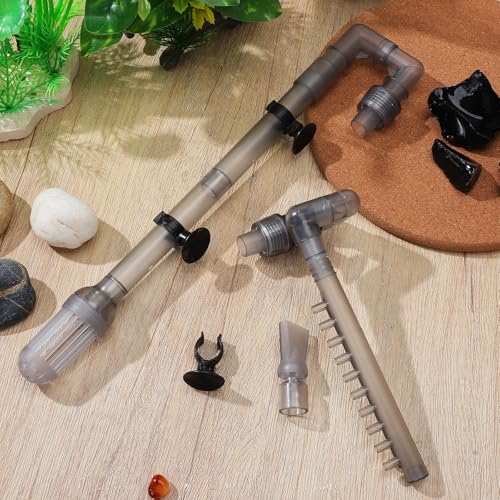 Angoily Aquarium Overflow Kit, Fish Tank Intake Pipe for 12mm ID Hose | Clear Inlet and Outlet Pipes with Strainer, Spray Bar, Flat Nozzle and Suction Cups for 603b Canister Filters, Grey