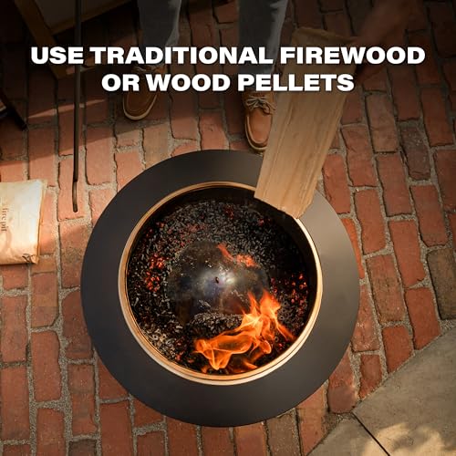 TIKI Patio Smokeless Fire Pit, 25 in Wood Burning Fire Pit with Cover | Black, 25-Inch, Stainless Steel, Wood-Burning, For Backyards and Patios, Includes Cover, Removable Ash Pan, Stand Included - style: Patio (25")