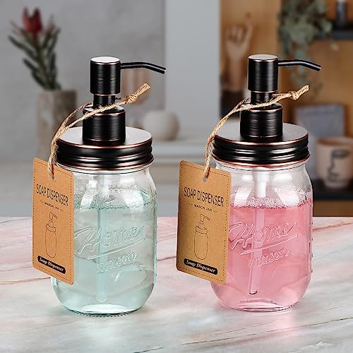Amolliar Mason Jar Liquid Soap Dispenser Lid, Stainless Steel, ORB 1 Pack | Refillable Lotion Soap Pump16OZ Regular Mouth Jar, Hand Soap, Dish, Stainless Steel Soap Pump Lid, Farmhouse Bathroom Decor - color: Oil Rubbed Bronze, size: 1 Pack