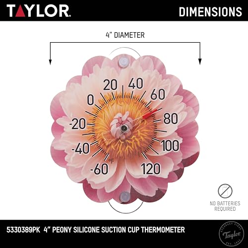 Taylor Silicone Suction Cup Thermometer - Sunflower Design - color: Pink