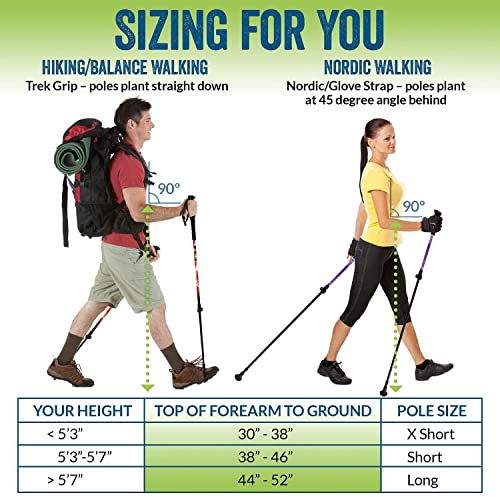York Nordic Ultralight Folding Walking Poles - Travel Ready - with Rubber Feet, Baskets, and Bag - size: Heights 5'3" to 5'7", style: Trek/Cushion Grips