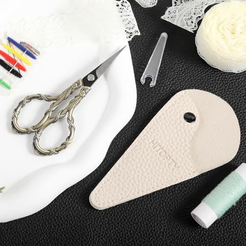 Small Sharp Sewing Scissors, Vintage Embroidery Scissors with Cover | Precision Pointed Tip, All Purpose for Detail Thread Cutting, DIY Craft, Needlework, Cross Stitch, Travel, Home, Office - color: Bronze