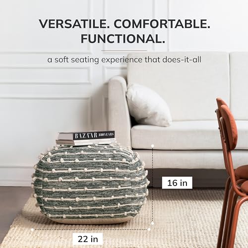 Anji Mountain 16" H x 22" W Handmade Pouf Ottoman for Living Room & Couch - color: Cedar