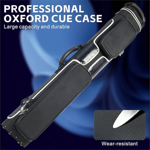 8-Hole Pool Cue Case for 2-Piece Break/Jump Cues | Holds 3 Butts & 5 Shafts | Nylon Water-Resistant Protective Tube with Carry Handle | Storage for American Style Pool Cues & Accessories