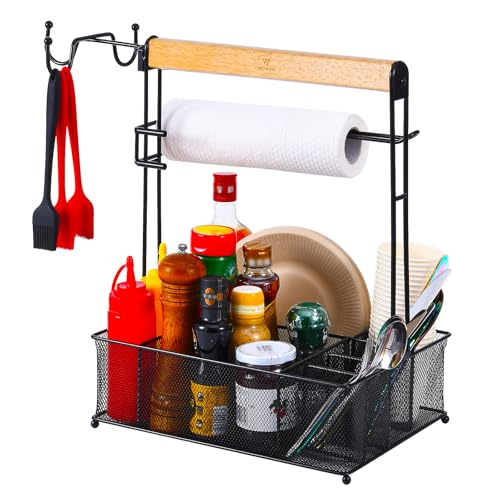 VIKEYHOME Grill Caddy, Picnic BBQ Organizer for Camping