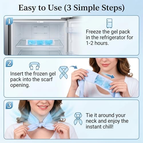 Cooling Towel with Soft Gel Ice Pack Inserts |Gel Ice Packs Reusable - Multi Purpose Compression Wrap - Neck, Legs, Arms, Shoulders - Ideal for Post Surgery, Migraines, Hiking and Injuries (Blue) - color: Blue