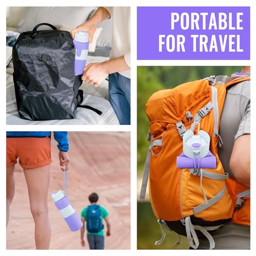 Nefeeko Collapsible Water Bottle, BPA Free 26oz Silicone Water Bottles - color: Purple