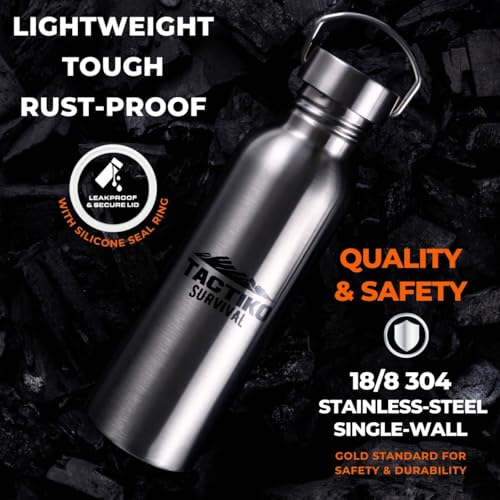 Tactiko Stainless Steel Wide Mouth Water Bottle | Single Wall Boil-Safe - color: Camo, size: 25 oz/750 ml
