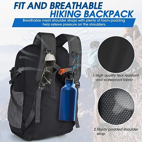 IGOLUMON Hiking Backpack 40L Packable Lightweight Camping Daypack Men Women | Multi-compartment storage Water-resistant Foldable Nylon Material Hiking Day pack for Camping Cycling Outdoor - color: Black