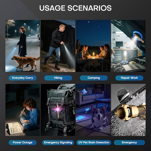 EDC Flashlight Rechargeable,800 Lumen Small Flashlight with Magnetic Clip & Base, 11 Modes LED Flashlight,Glass Breaker&Bottle Opener, USB-C Flashlight for Working,Home and Emergency - color: Yellow