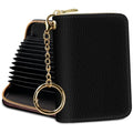Yonlevres Credit Card Holder RFID Small Wallet Women Keychain Zipper - color: Black