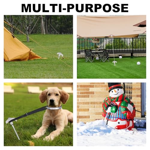 4 Pcs Tent Stakes Heavy Duty, 8 in Ground Anchors Screw in, Grow in the Dark Screw in Tent Stakes, Camping Stakes with Storage Box, Threaded Tent Spikes with Hex Head Driver and Stake Puller - color: Luminous White 4 pcs