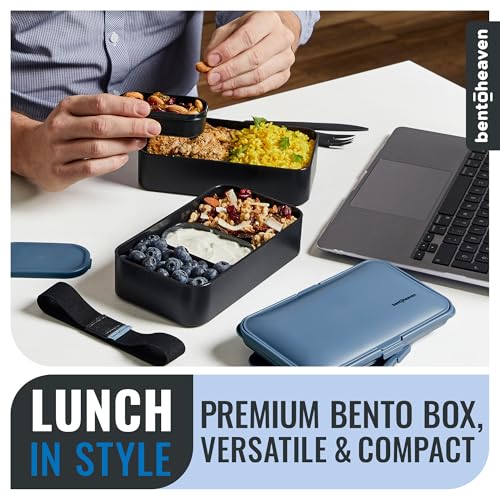 Bentoheaven Bento Box Adult, Stackable Lunch Box, 40 oz, Steel My Heart - color: Steel My Heart