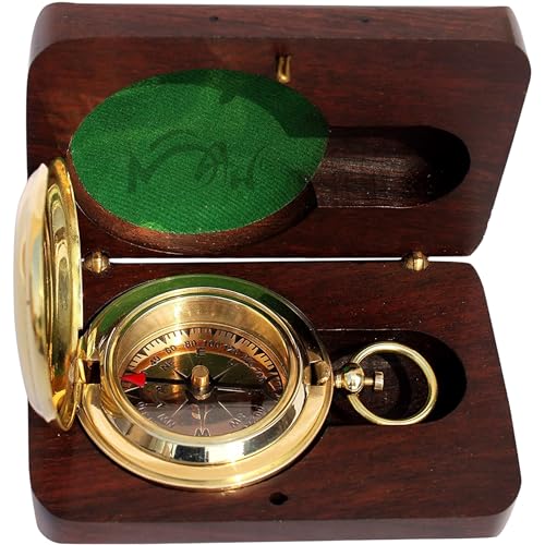 Brass Compass Gift – Push Button Compass Keepsake Gift for Son, Boys, Men, Graduation Gift, Birthday Gift Idea, Inspirational Motivational Gift for Him, Unique Gift Idea, Collectible Desk Decor - style: Brass Compass Gift – Classic Edition 1