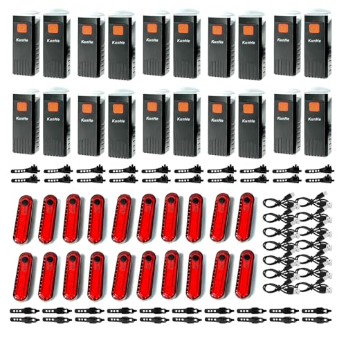 Kunhe USB-C Rechargeable Bike Lights Front and Rear(2or4or10or20 Packs) Night Riding for Kids &Adults 3 Lights Modes Used as a Safety Indicator Light for Skateboards Strollers and Wheelchairs - size: 20 Set
