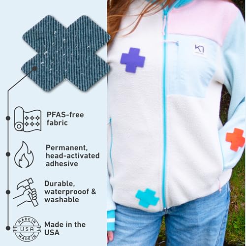 Polartec Power Grid Fleece Repair Patch – Peel & Stick No-Sew Fleece Patches for Fleece Jackets, Pullovers, Hoodies, Vests, Base Layers & Mid-Layers, Soft Warm Breathable Gear Patch - color: Isle