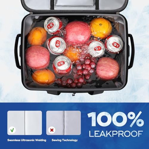 Maelstrom 30/40 Can Soft Cooler Bag, Leakproof Insulated Ice Chest | 24h Cold (With Ice), 5-Layer Insulation, Multi-Pockets ,Lightweight,Perfect For Camping, Beach, Hiking, Kayaking, Road Trips - color: 4.Black with lid, size: 40 Can