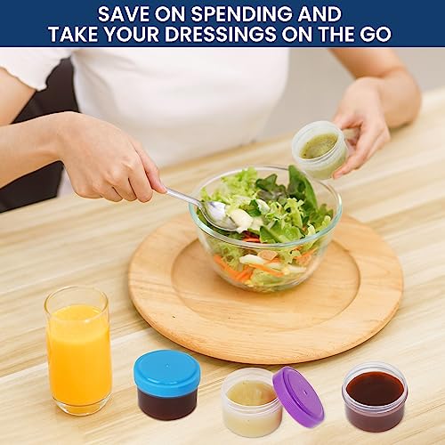 Condiment Containers with Screw Lids (4-Piece) - Reusable Leakproof Salad Dressing Containers to go - Small Mini Food Storage Cups for Lunch, Dishwasher Friendly, 1.4-Ounce - color: 1.4 Ounce - Bright Colors